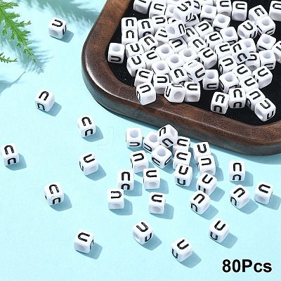 Acrylic Horizontal Hole Letter Beads OACR-YW0002-08U-1