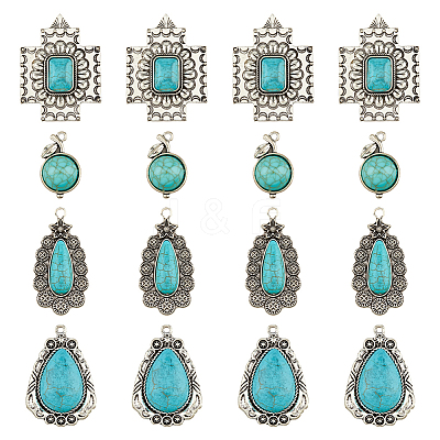 16Pcs 4 Styles Alloy Pendants PALLOY-HY0002-02-1