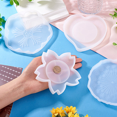 4Pcs 4 Styles Cup Mat Silicone Molds SIL-BG0001-01-1