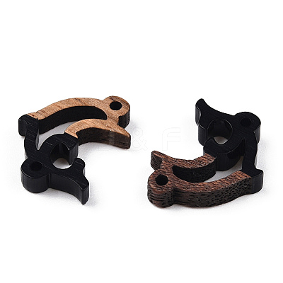 Opaque Resin & Walnut Wood Connector Charms RESI-N039-46A-1