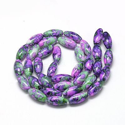Baking Paint Glass Beads Strands DGLA-S115-22x10-S17-1