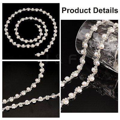 1 Yard Crystal Rhinestone Cup Chains with Plastic Pearl Beaded DIY-GA0005-72-1