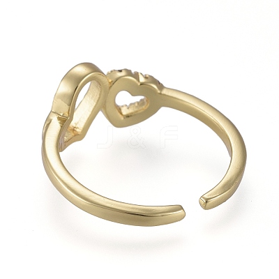 Brass Micro Pave Clear Cubic Zirconia Cuff Rings RJEW-K232-16G-1