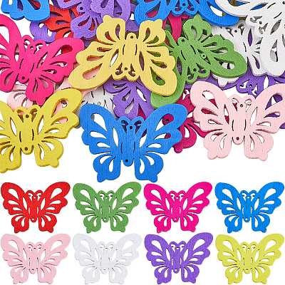 32Pcs Dyed Wood Connector Charms FIND-SC0011-10-1