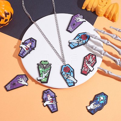 16Pcs 8 Style Opaque Printed Acrylic Pendants SACR-SZ0001-21-1