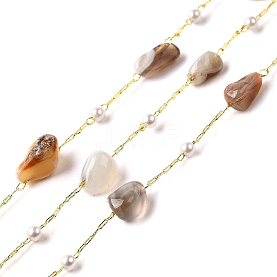 Handmade Natural Botswana Agate Nuggets Beaded Chains CHC-F020-04G-01-1