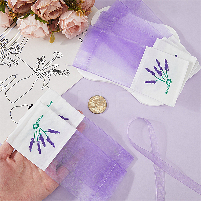 25Pcs Printed Cotton Organza Dried Flower Storage Drawstring Bags with Ribbon ABAG-SP0001-56B-1