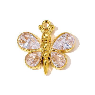 304 Stainless Steel Cubic Zirconia Pendants STAS-OY010-03G-1
