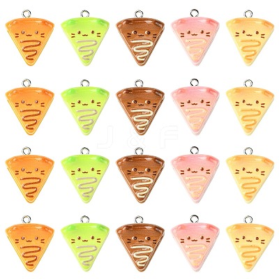 40Pcs 5 Colors Opaque Resin Pendants RESI-CJ0004-80-1