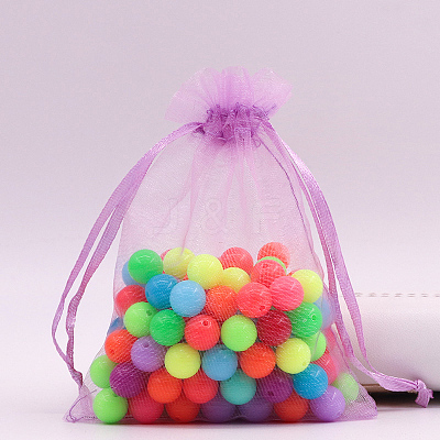 Rectangle Organza Drawstring Bags CON-PW0001-054C-22-1