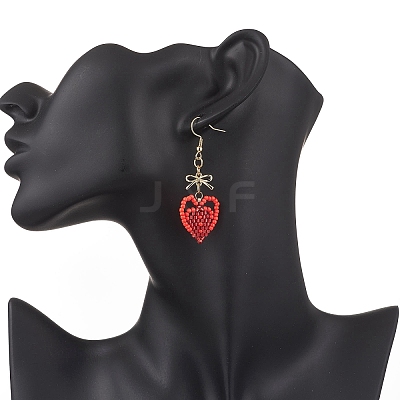 Handmade Glass Seed Beads Heart Dangle Earrings EJEW-MZ00577-05-1