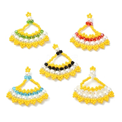 Glass Seed Beaded Pendants PALLOY-MZ01415-1