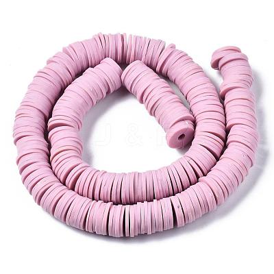 Flat Round Handmade Polymer Clay Beads CLAY-R067-12mm-26-1