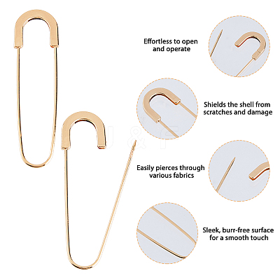 24Pcs Alloy Safety Pin Brooches JEWB-HS0001-03G-1