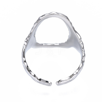 Non-Tarnish 304 Stainless Steel Oval Open Cuff Ring X-RJEW-T023-91P-1