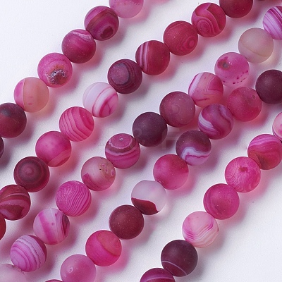 Natural Grade A Striped Agate/Banded Agate Beads Strands G-E478-8mm-1