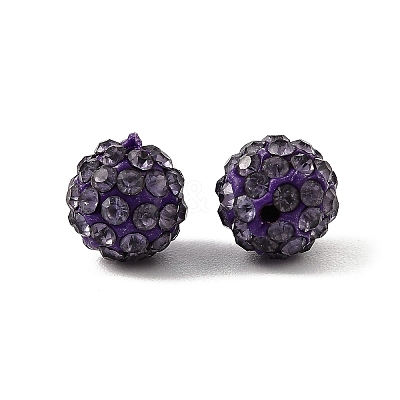 Half Drilled Polymer Clay Rhinestone Round Beads X-RB-H258-HD8mm-539-1