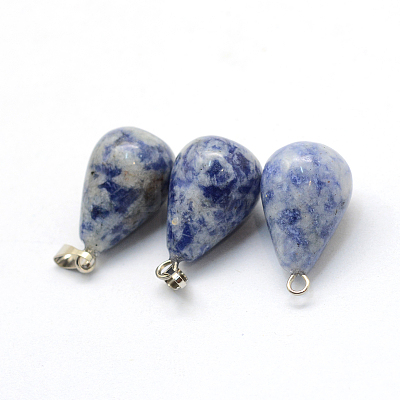 Teardrop Natural Blue Spot Jasper Pendants G-Q435-20-1