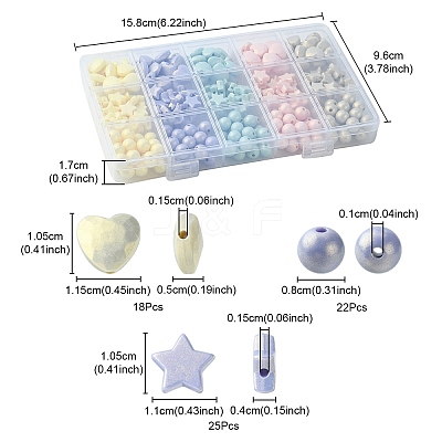 Spray Painted Frosted Opaque Acrylic Beads Sets ACRP-YW0001-10-1