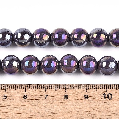 Electroplate Opaque Glass Beads Strands GLAA-T032-P10mm-AB15-1