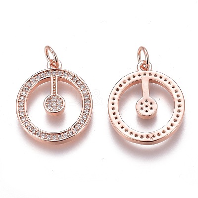 Brass Micro Pave Clear Cubic Zirconia Pendants ZIRC-Z008-16RG-1