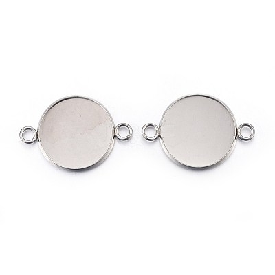 Tarnish Resistant 304 Stainless Steel Cabochon Connector Settings STAS-F191-15P-H-1