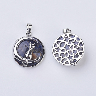 Natural Sodalite Kitten Pendants G-K234-D14-1