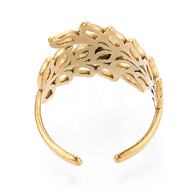Leaf 304 Stainless Steel Cuff Ring Components X-STAS-T066-27G-1
