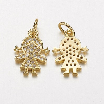 Electrophoresis Brass Micro Pave Cubic Zirconia Charms X-ZIRC-P047-14G-1