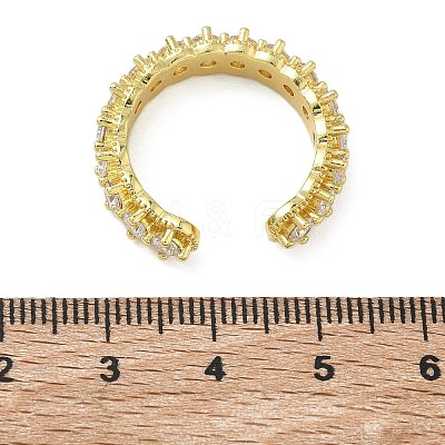 Brass Micro Pave Cubic Zirconia Cuff Open Rings for Women RJEW-C163-07G-1