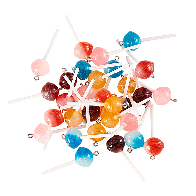 30Pcs 5 Colors Resin Pendants RESI-CJ0001-222-1