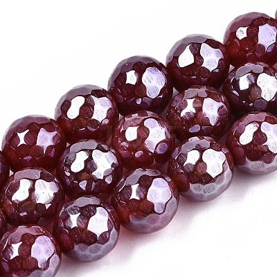 Electroplate Natural Agate Beads Strands G-T131-55-08-1