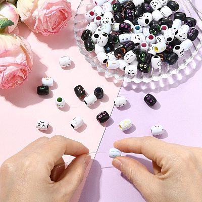 150Pcs 3 Colors Opaque Acrylic European Beads OACR-CJ0002-83-1