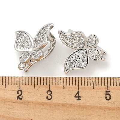 Rack Plating Brass Micro Pave Clear Cubic Zirconia Twister Clasps KK-B093-28P-1