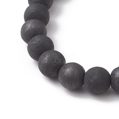 Natural Shungite & Cultured Freshwater Pearl Round Beaded Stretch Bracelets for Women BJEW-JB13321-02-1