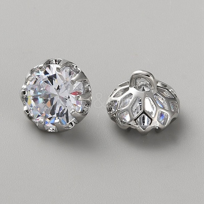 Brass Clear Cubic Zirconia Cufflinks LS-BUTT-WH0012-18P-1