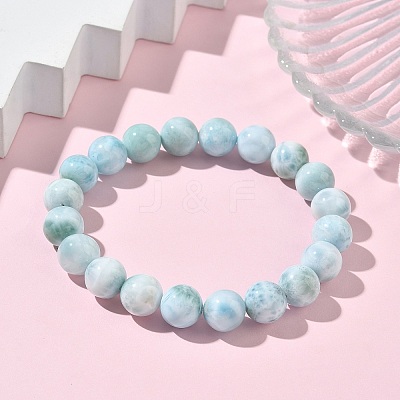Round Natural Hemimorphite Beaded Stretch Bracelets for Men Women BJEW-B136-01C-1