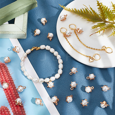 Shell Pearl Round Charms PALLOY-AB00020-1