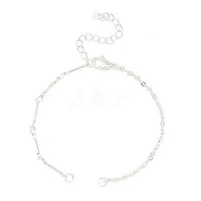 Brass Bar Link Chain & 304 Stainless Steel Cable Chain Bracelet Making AJEW-JB01421-03-1