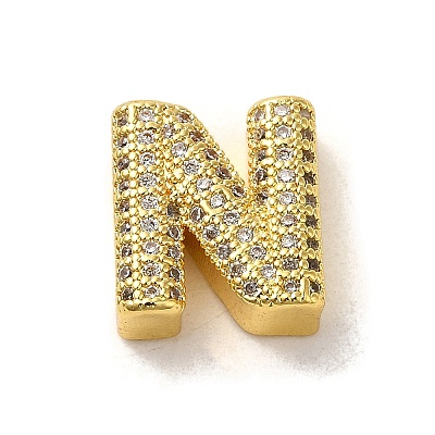 Brass Micro Pave Clear Cubic Zirconia Charms ZIRC-C009-01G-N-1