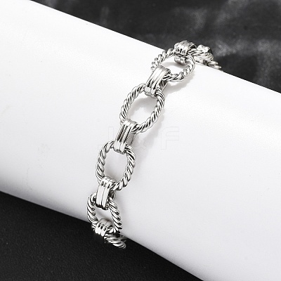 304 Stainless Steel Oval Link Chain Bracelets for Women BJEW-R021-09P-1