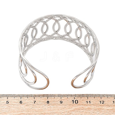 Europe and America Style 304 Stainless Steel Cuff Bangles for Women BJEW-D306-03P-1