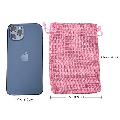 Polyester Imitation Burlap Packing Pouches Drawstring Bags X-ABAG-R004-14x10cm-04-1