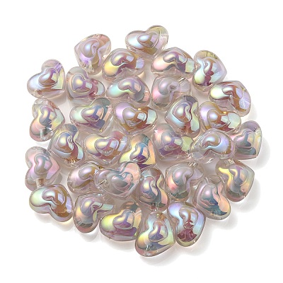UV Plating Rainbow Iridescent Transparent Acrylic Beads OACR-C007-04D-1