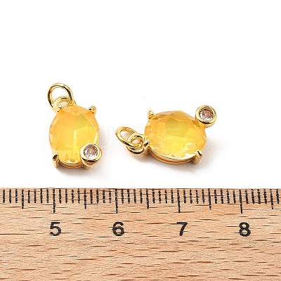 Oval Brass Micro Pave Cubic Zirconia Pendants KK-L237-020G-04-1