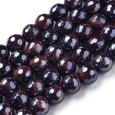 Electroplated Natural Tiger Eye Beads Strands G-F660-02-12mm-1