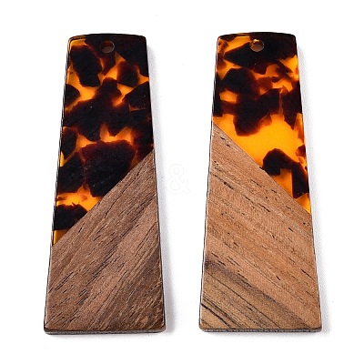Opaque Resin & Walnut Wood Pendants RESI-T058-04C-1