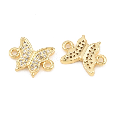 Brass Micro Pave Clear Cubic Zirconia Connector Charms CU-CBA908F-04G-03-1