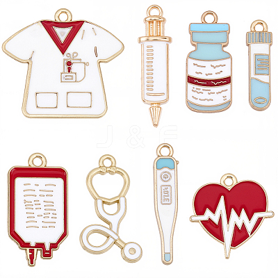 32Pcs 8 Styles Medical Theme Alloy Enamel Pendants ENAM-SC0007-59-1