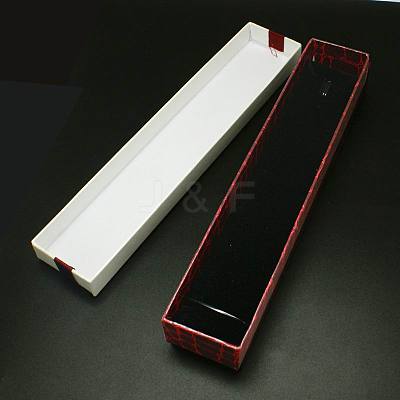 Rectangle Cardboard Necklace/Watch Boxes with Bowknot CBOX-N006-01-1